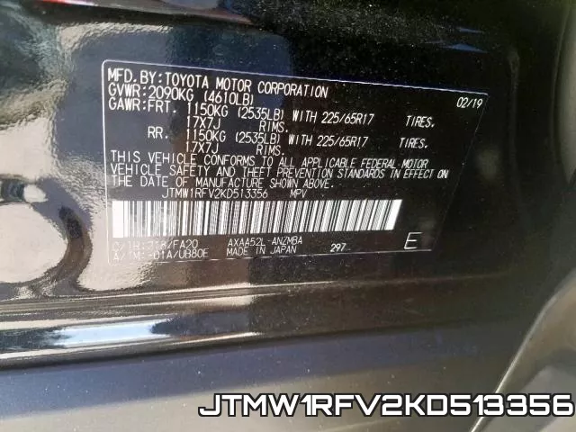 JTMW1RFV2KD513356 фото 2