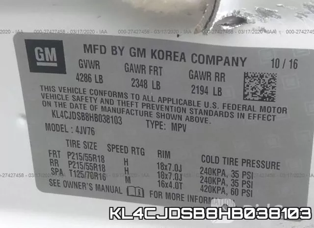 KL4CJDSB8HB038103 фото 8