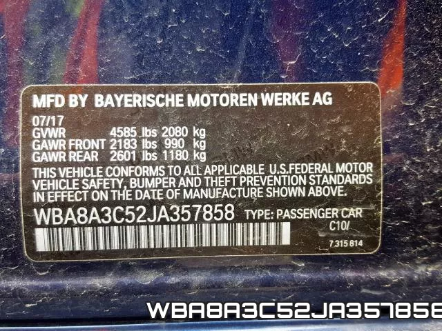 WBA8A3C52JA357858 фото 2
