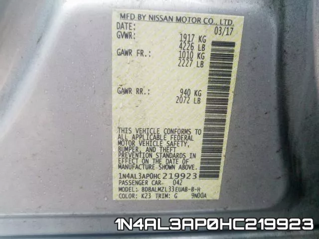 1N4AL3AP0HC219923 фото 2