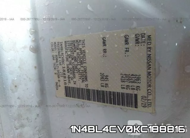 1N4BL4CV0KC188816 фото 7