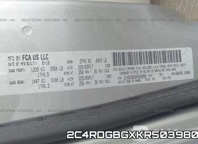 2C4RDGBGXKR503980 фото 9