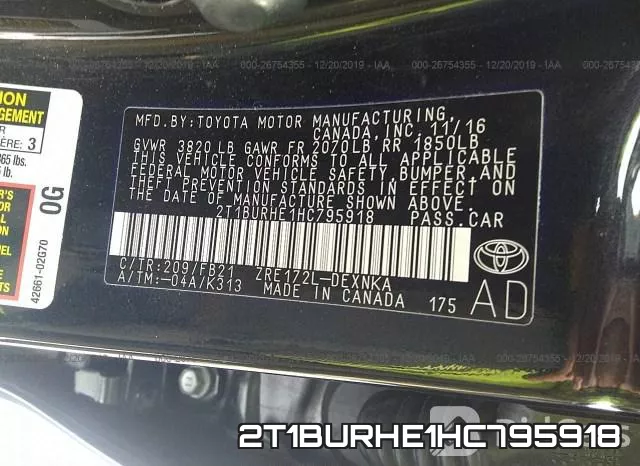 2T1BURHE1HC795918 фото 8