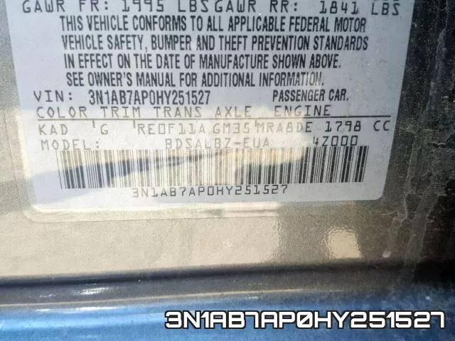 3N1AB7AP0HY251527 фото 2