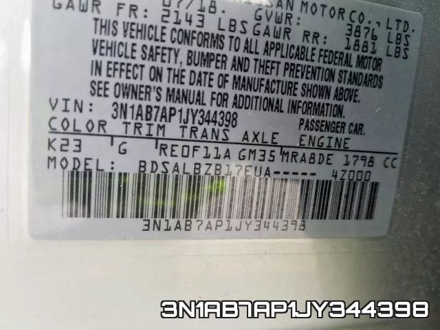 3N1AB7AP1JY344398 фото 2