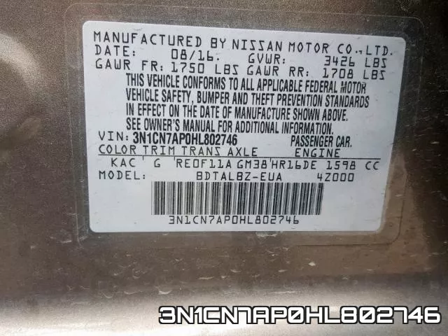 3N1CN7AP0HL802746 фото 2