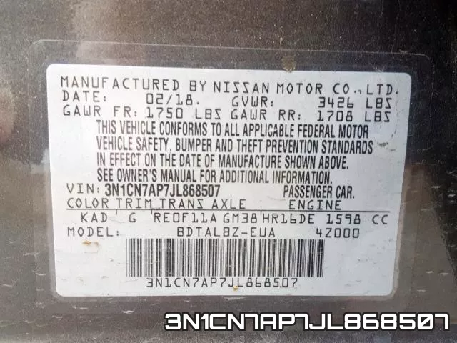 3N1CN7AP7JL868507 фото 2