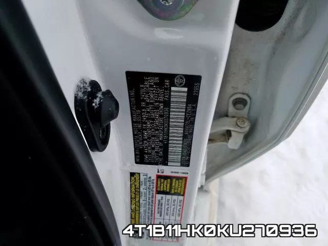 4T1B11HK0KU270936 фото 2