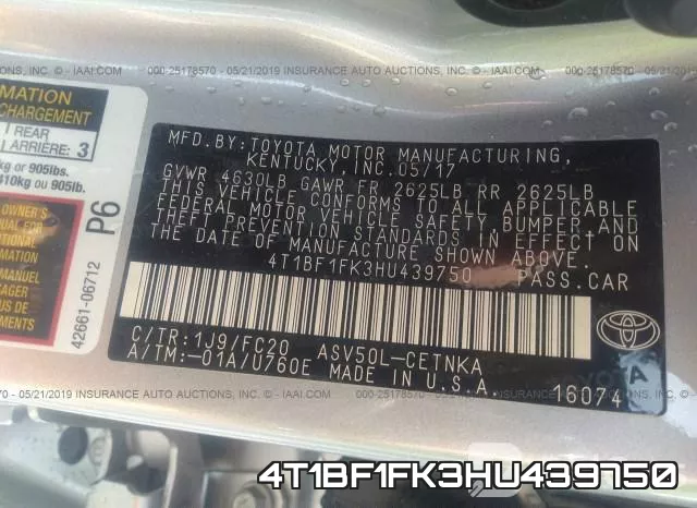 4T1BF1FK3HU439750 фото 7
