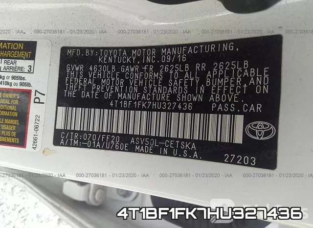 4T1BF1FK7HU327436 фото 7