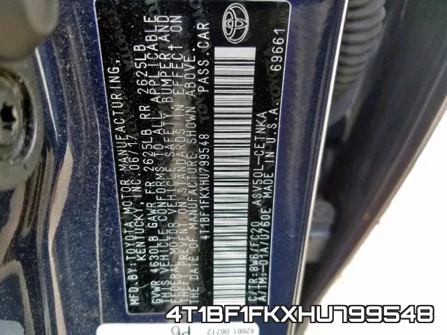 4T1BF1FKXHU799548 фото 2