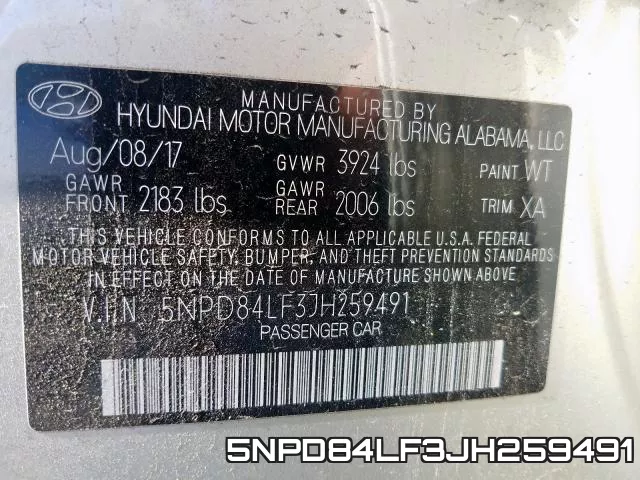 5NPD84LF3JH259491 фото 2