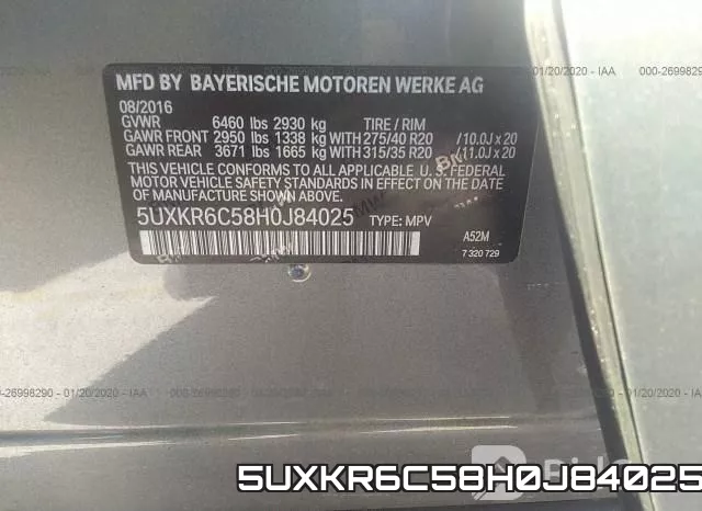 5UXKR6C58H0J84025 фото 7