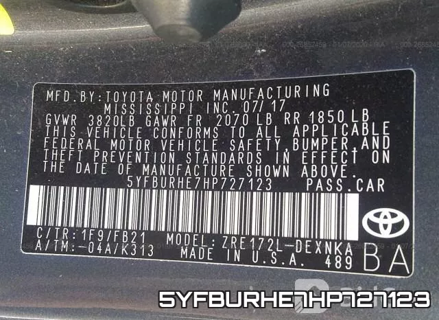 5YFBURHE7HP727123 фото 7