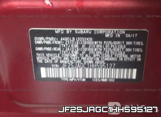 JF2SJAGC1HH595127 фото 8