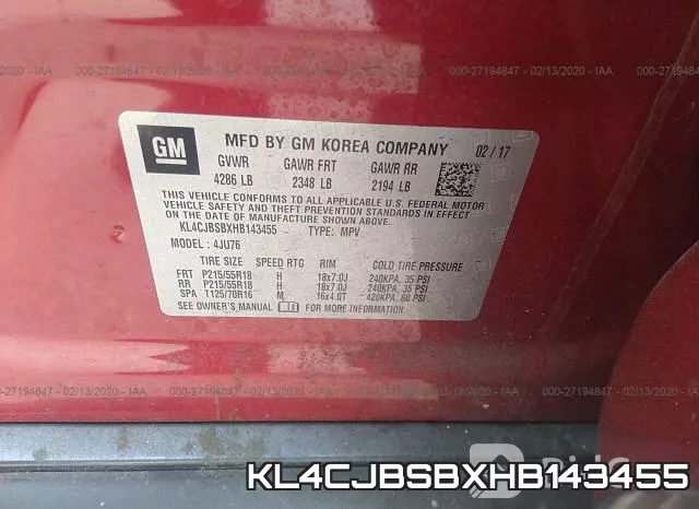 KL4CJBSBXHB143455 фото 9