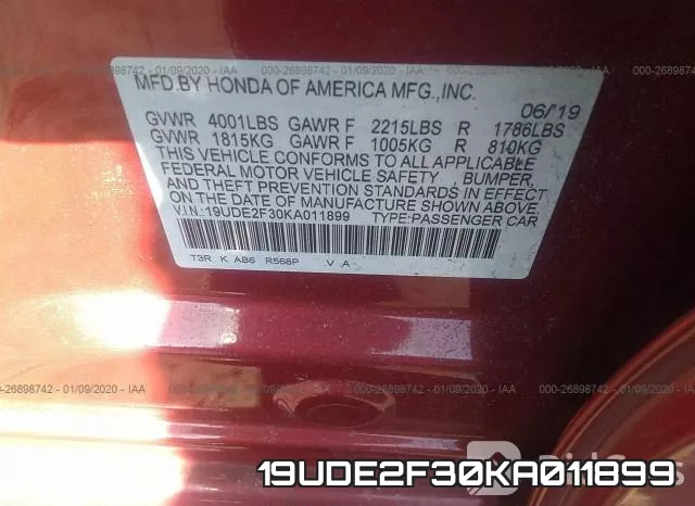 19UDE2F30KA011899 фото 6