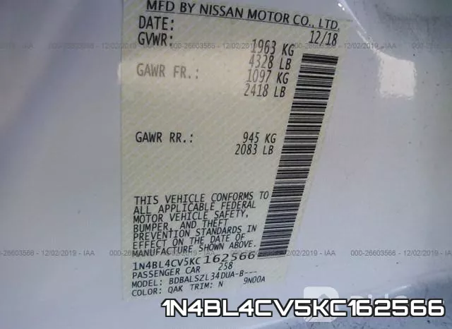 1N4BL4CV5KC162566 фото 9