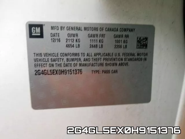 2G4GL5EX0H9151376 фото 2