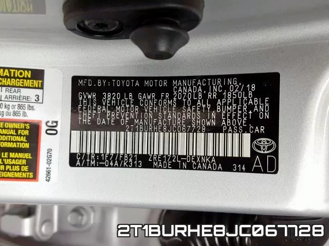 2T1BURHE8JC067728 фото 2