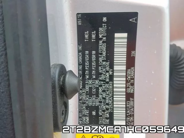 2T2BZMCA7HC059649 фото 2