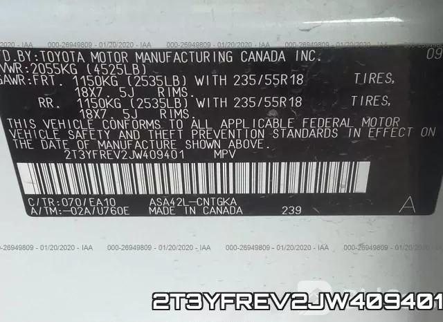 2T3YFREV2JW409401 фото 8