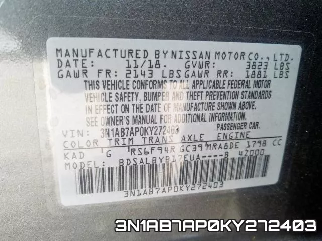 3N1AB7AP0KY272403 фото 2