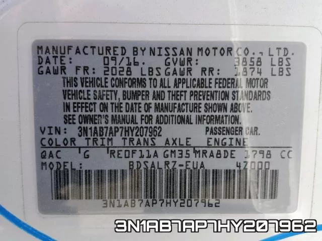 3N1AB7AP7HY207962 фото 2