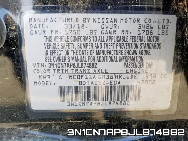 3N1CN7AP8JL874882 фото 2