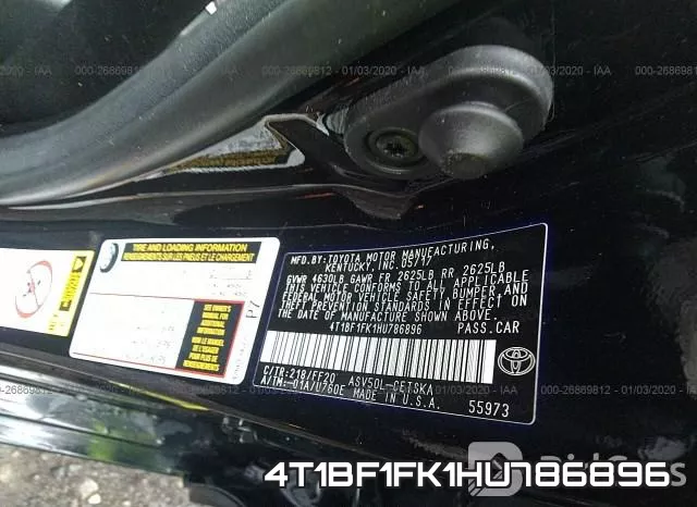 4T1BF1FK1HU786896 фото 8