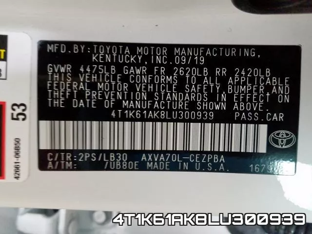 4T1K61AK8LU300939 фото 2