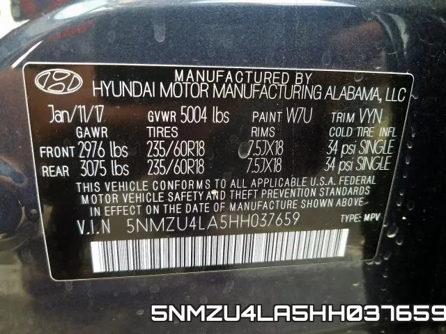 5NMZU4LA5HH037659 фото 2