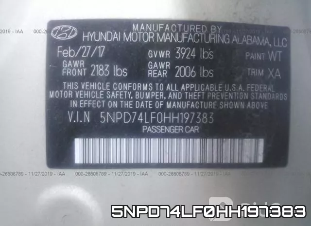 5NPD74LF0HH197383 фото 5