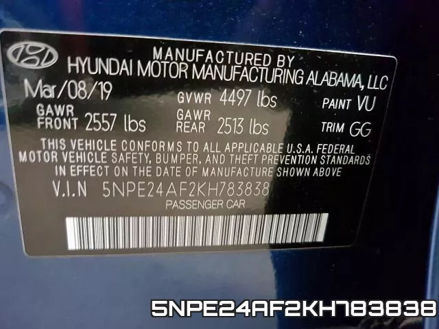 5NPE24AF2KH783838 фото 2