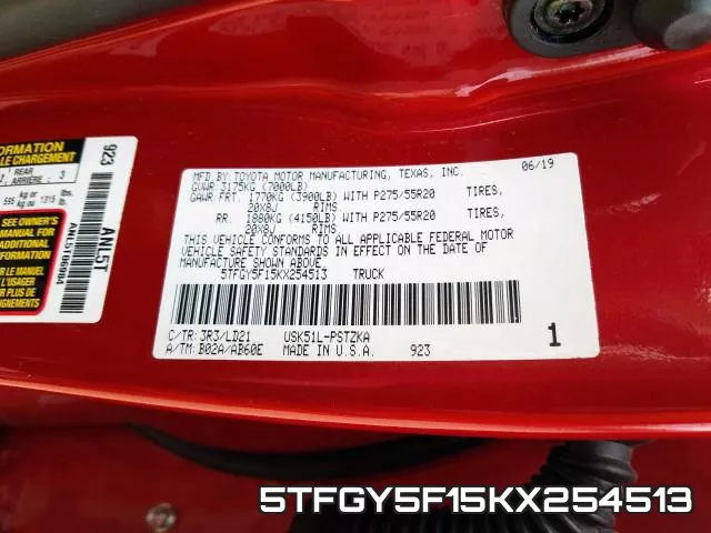5TFGY5F15KX254513 фото 2