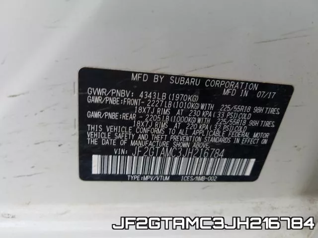 JF2GTAMC3JH216784 фото 2