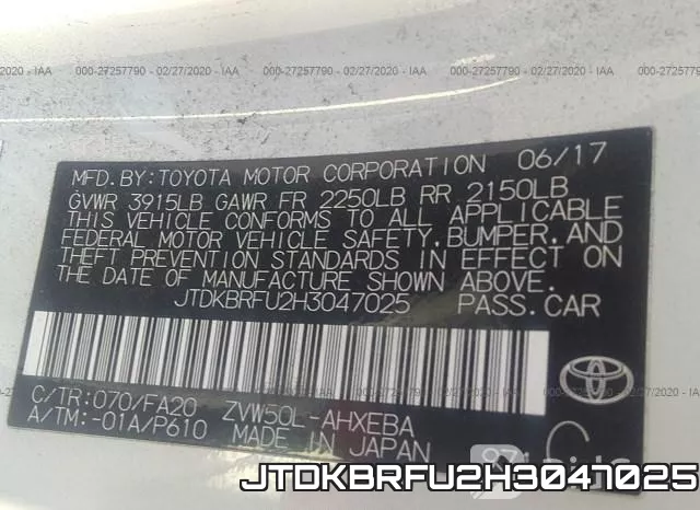JTDKBRFU2H3047025 фото 9