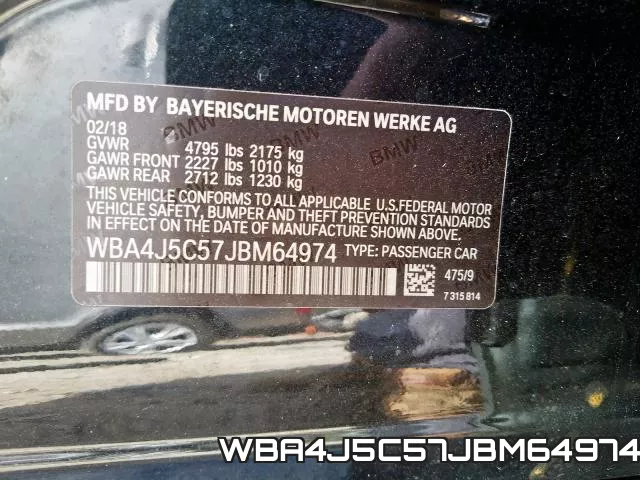 WBA4J5C57JBM64974 фото 2
