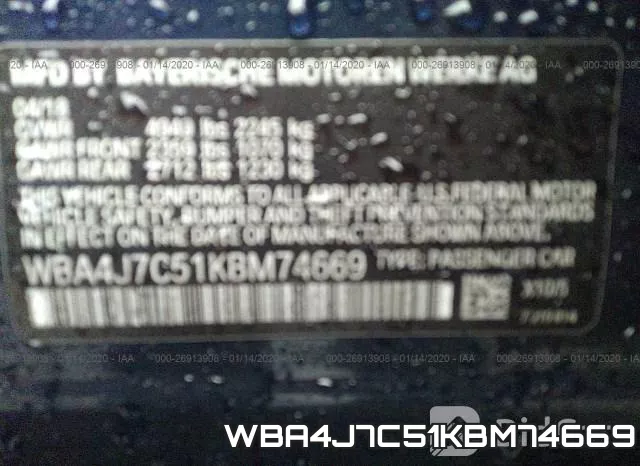 WBA4J7C51KBM74669 фото 7