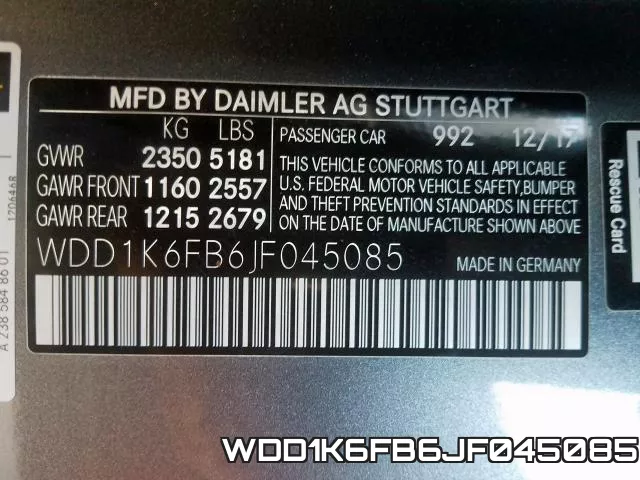 WDD1K6FB6JF045085 фото 2