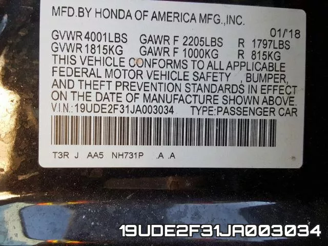 19UDE2F31JA003034 фото 2