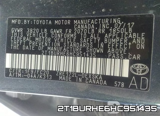 2T1BURHE6HC951435 фото 4