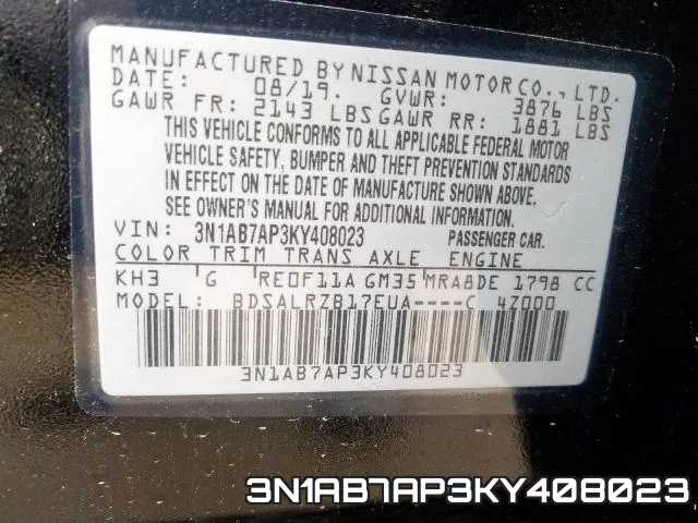 3N1AB7AP3KY408023 фото 2