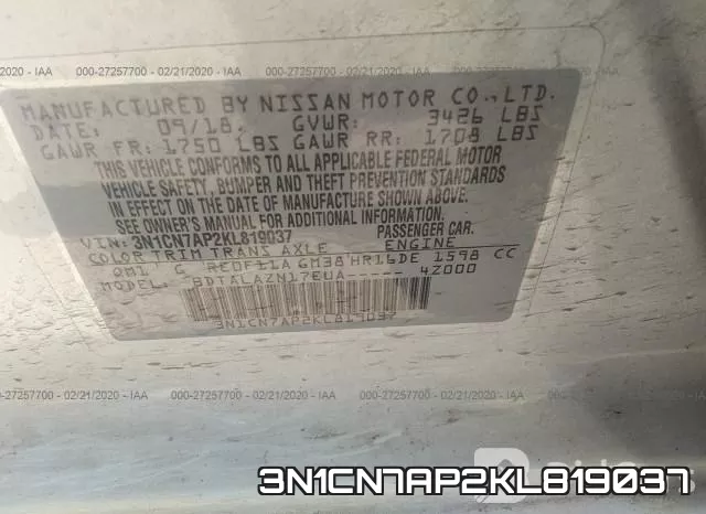 3N1CN7AP2KL819037 фото 7