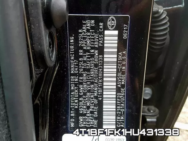 4T1BF1FK1HU431338 фото 2
