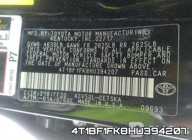 4T1BF1FK8HU394207 фото 7