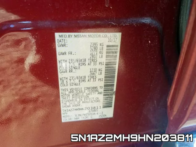 5N1AZ2MH9HN203811 фото 2