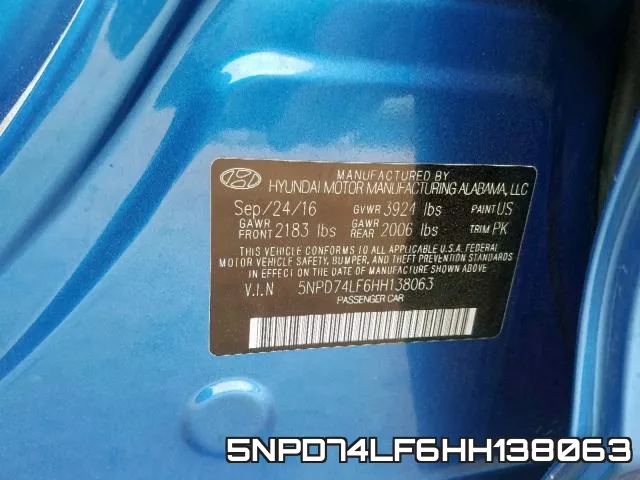 5NPD74LF6HH138063 фото 2