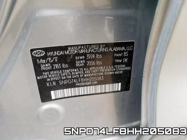 5NPD74LF8HH205083 фото 2