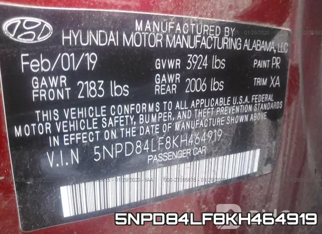 5NPD84LF8KH464919 фото 10